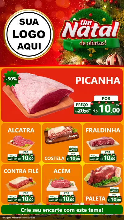 Modelo de Rede Social para Stories com o tema Um Natal de Ofertas para Açougue