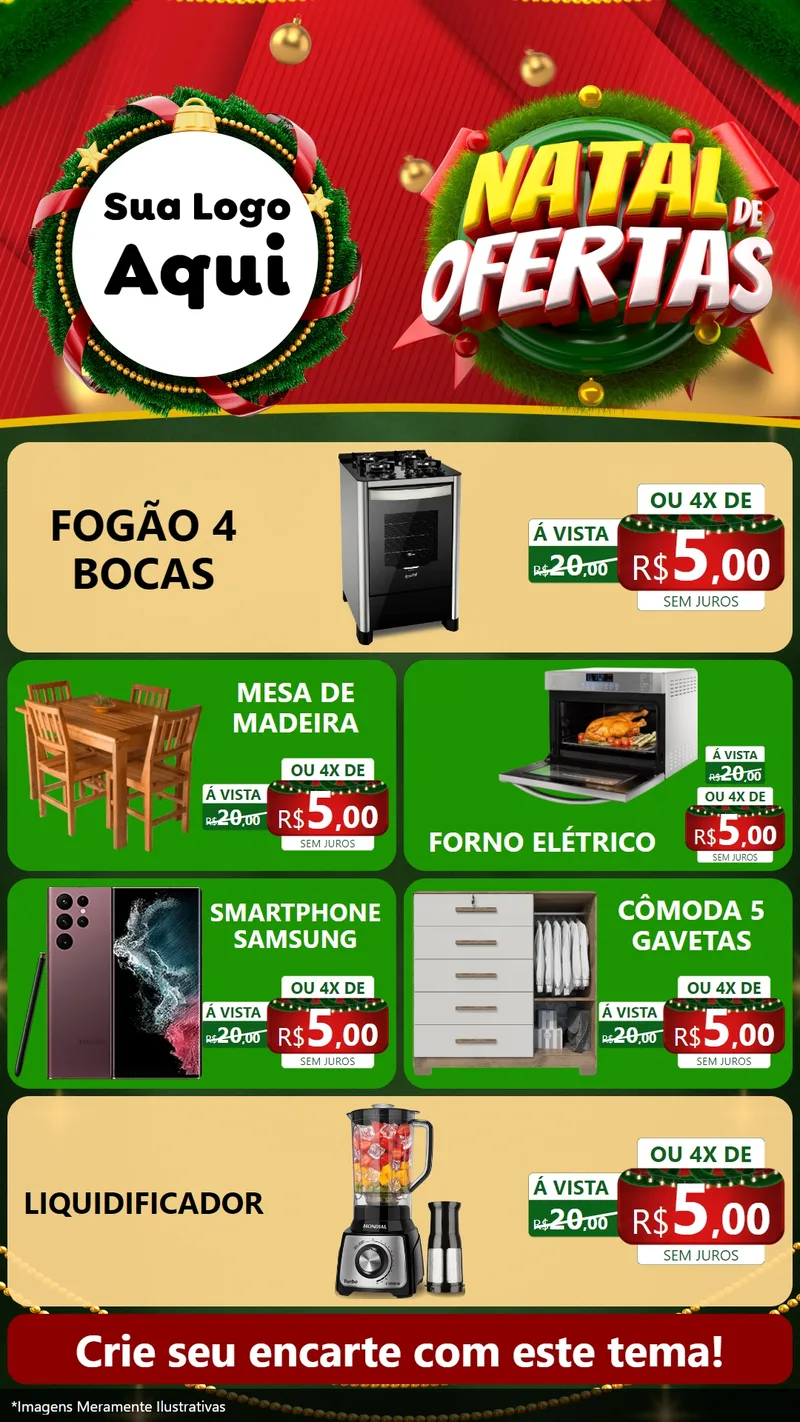 Modelo de TV para TV Vertical com o tema Natal de Ofertas para Móveis e Eletro