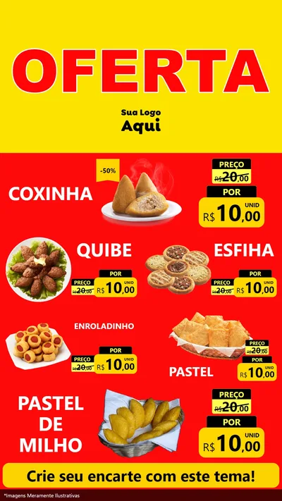 Modelo de TV para TV Vertical com o tema OFERTA - Vermelho Cartaz para Salgadaria