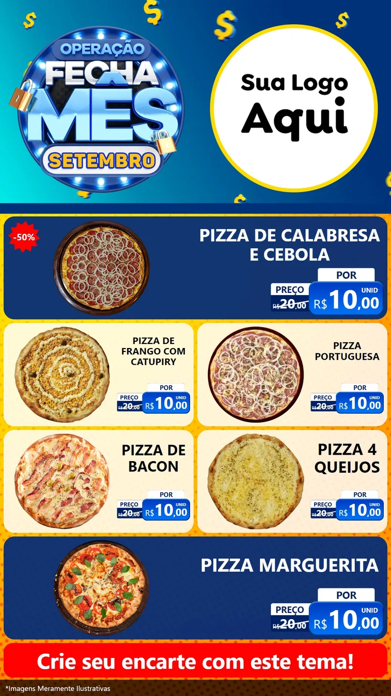 Modelo de TV para TV Vertical com o tema Operação Fecha Mês Setembro para Pizzaria