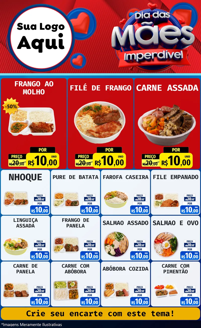 Modelo de Encarte para Encarte Grande com o tema Dia Das Mães Imperdível para Restaurante