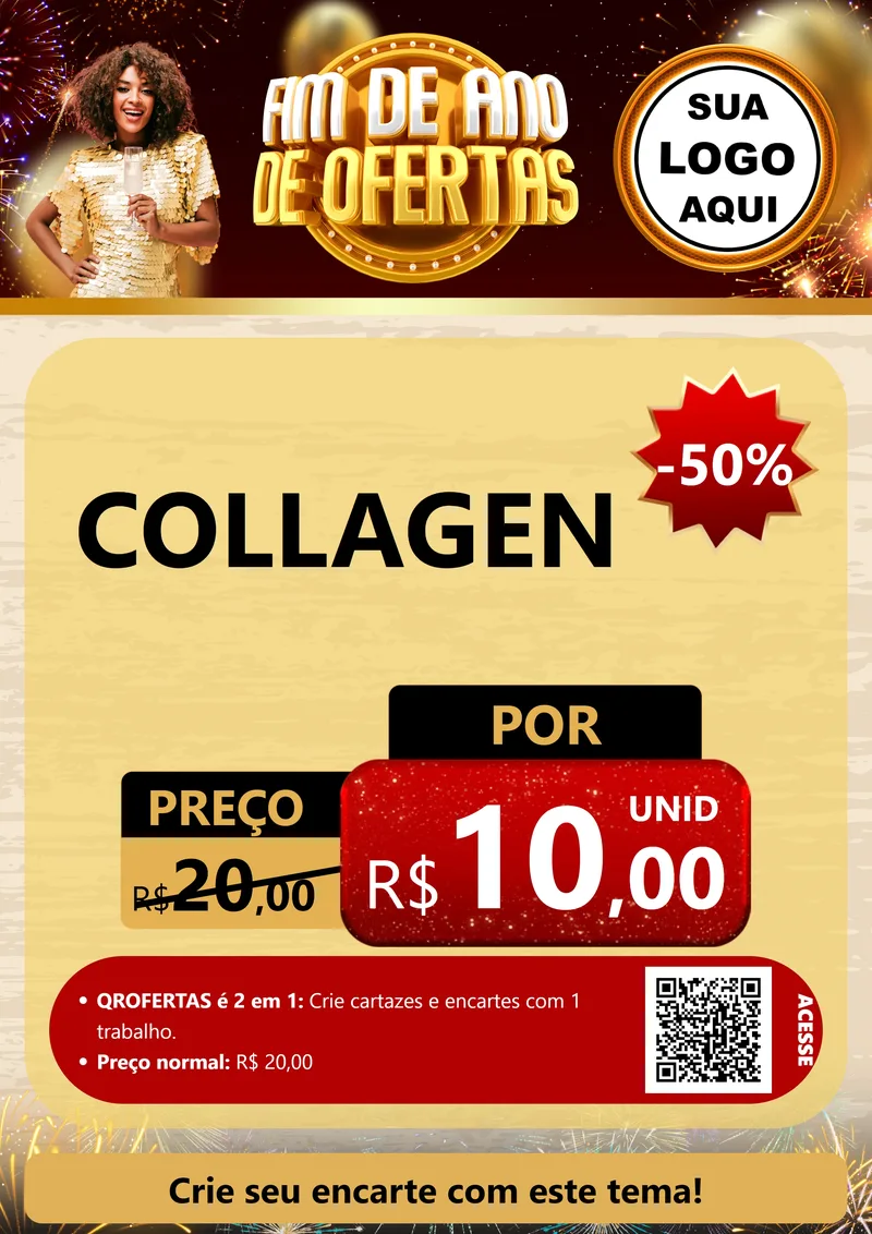 Modelo de Cartaz para Cartaz A4 Vertical com o tema Fim de Ano de Ofertas para Suplementos alimentares