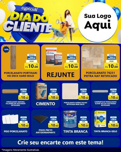 Modelo de Rede Social para Feed Instagram com o tema Especial Dia do Cliente para Pisos e revestimentos