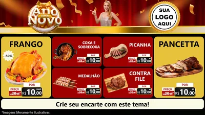Modelo de TV para TV Horizontal com o tema Super Ano Novo para Assados