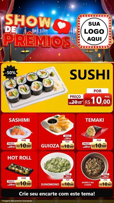 Modelo de Rede Social para Stories com o tema Show de Prêmios para Comida japonesa