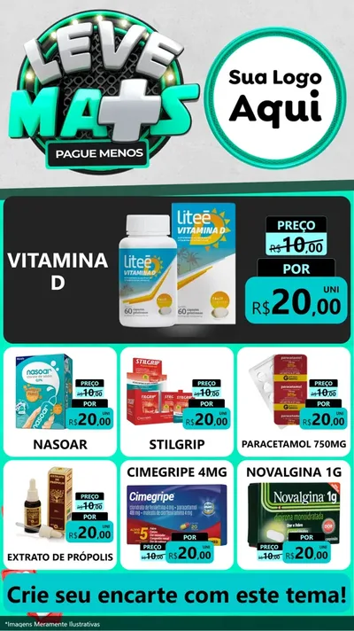 Modelo de Rede Social para Stories com o tema Leve Mais Pague Menos para Farmácia