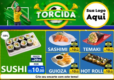 Modelo de Encarte para Encarte A4 Horizontal com o tema Torcida para Comida japonesa