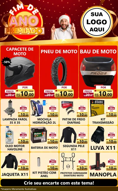 Modelo de Encarte para Encarte Grande com o tema Fim de Ano Premiado para Moto peças