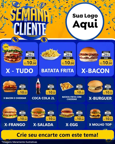 Modelo de Rede Social para Feed Instagram com o tema Semana do Cliente para Hamburgueria