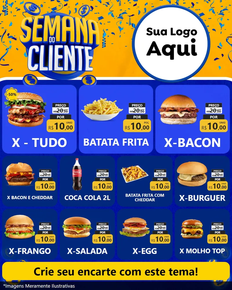 Modelo de Rede Social para Feed Instagram com o tema Semana do Cliente para Hamburgueria