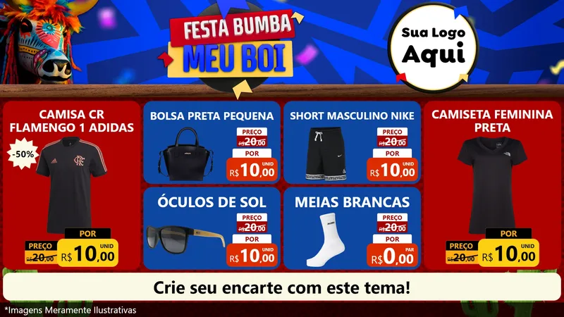 Modelo de TV para TV Horizontal com o tema Festa Bumba meu Boi para Roupas e acessórios
