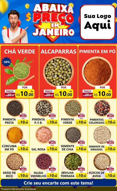 Modelo de Encarte para Encarte Grande com o tema Abaixa Preço em Janeiro para Produtos Naturais