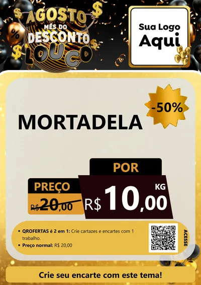 Modelo de Cartaz para Cartaz A4 Vertical com o tema Agosto Mês do Desconto Louco para Frios e Laticínios