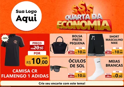 Modelo de Encarte para Encarte A4 Horizontal com o tema Quarta da Economia para Roupas e acessórios