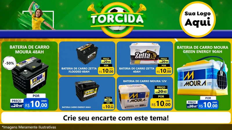 Modelo de TV para TV Horizontal com o tema Torcida para Baterias Elétricas