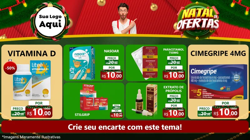 Modelo de TV para TV Horizontal com o tema Natal de Ofertas para Farmácia