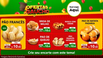 Modelo de TV para TV Horizontal com o tema Ofertas Semana Do Gaúcho para Padaria
