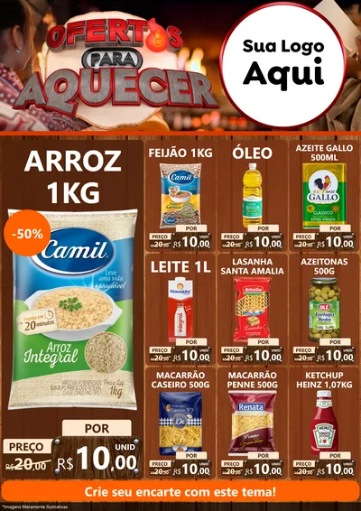 Modelo de Encarte para Encarte A4 Vertical com o tema Ofertas Para Aquecer para Supermercado