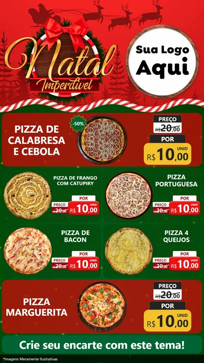Modelo de TV para TV Vertical com o tema Natal Imperdível para Pizzaria