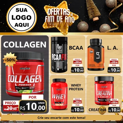 Modelo de Rede Social para Feed Facebook com o tema Ofertas de Fim de Ano para Suplementos alimentares