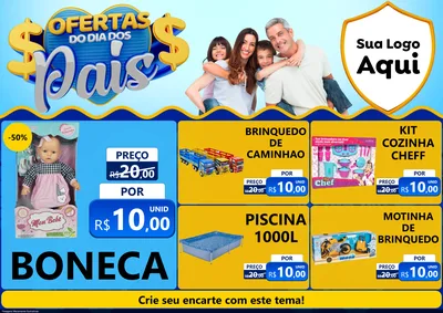 Modelo de Encarte para Encarte A4 Horizontal com o tema Ofertas do Dia dos Pais para Brinquedos