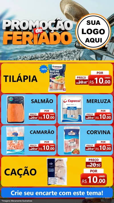 Modelo de TV para TV Vertical com o tema Promoção de Feriado para Peixaria