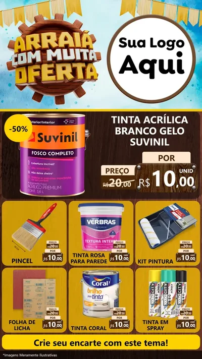 Modelo de Rede Social para Stories com o tema Ofertas de São João - Junina para Tintas e Ferramentas