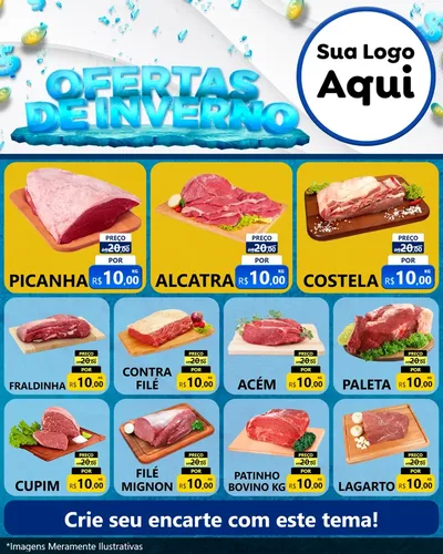 Modelo de Rede Social para Feed Instagram com o tema Ofertas de Inverno para Açougue