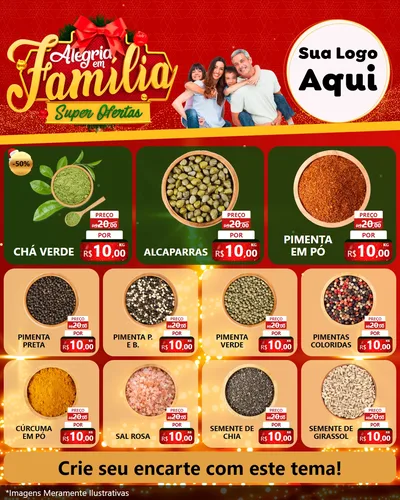 Modelo de Rede Social para Feed Instagram com o tema Alegria em Família Super Ofertas - Natal para Produtos Naturais