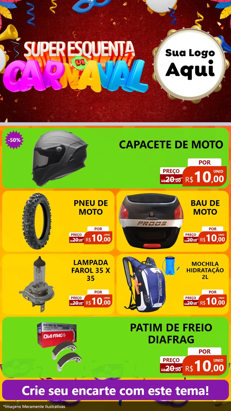 Modelo de TV para TV Vertical com o tema Super Esquenta de Carnaval para Moto peças