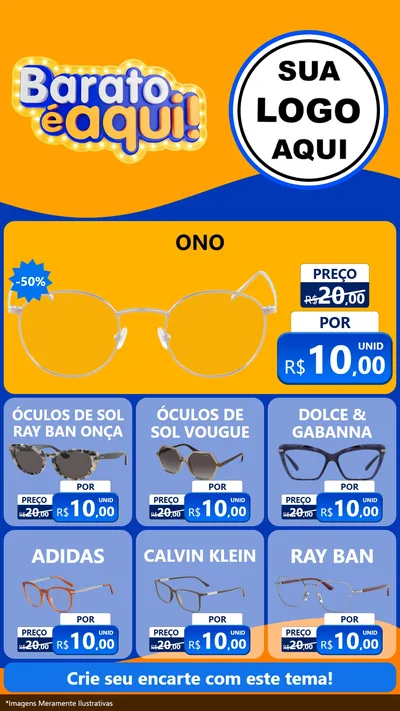Modelo de Rede Social para Stories com o tema Barato é aqui para Óticas