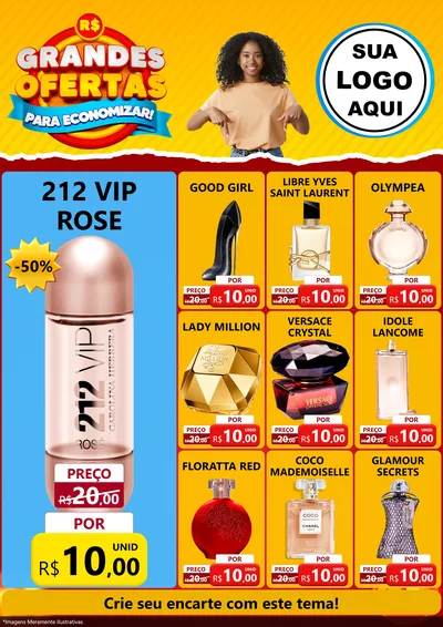 Modelo de Encarte para Encarte A4 Vertical com o tema Grandes Ofertas Para Economizar! para Perfumes