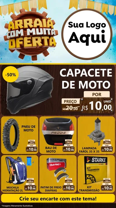Modelo de Rede Social para Stories com o tema Ofertas de São João - Junina para Moto peças