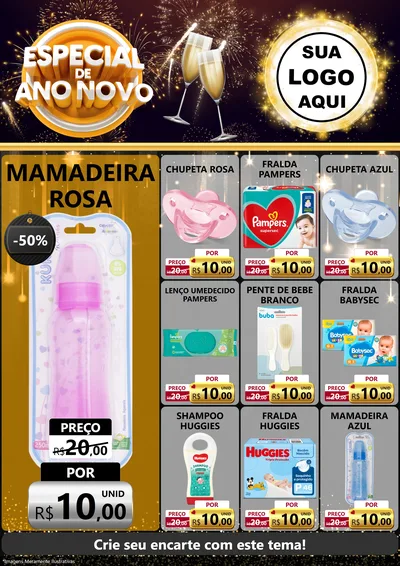 Modelo de Encarte para Encarte A4 Vertical com o tema Especial de Ano Novo para Bebês