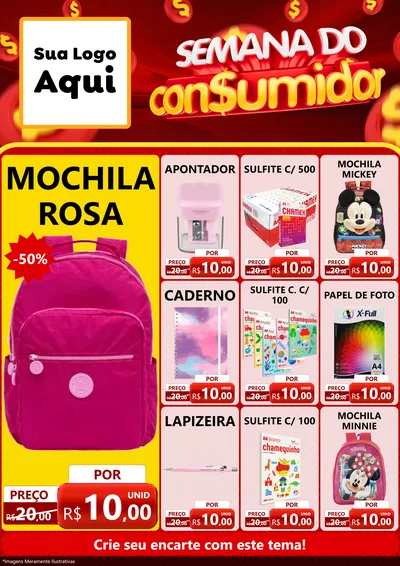 Modelo de Encarte para Encarte A4 Vertical com o tema Semana do Consumidor para Papelaria