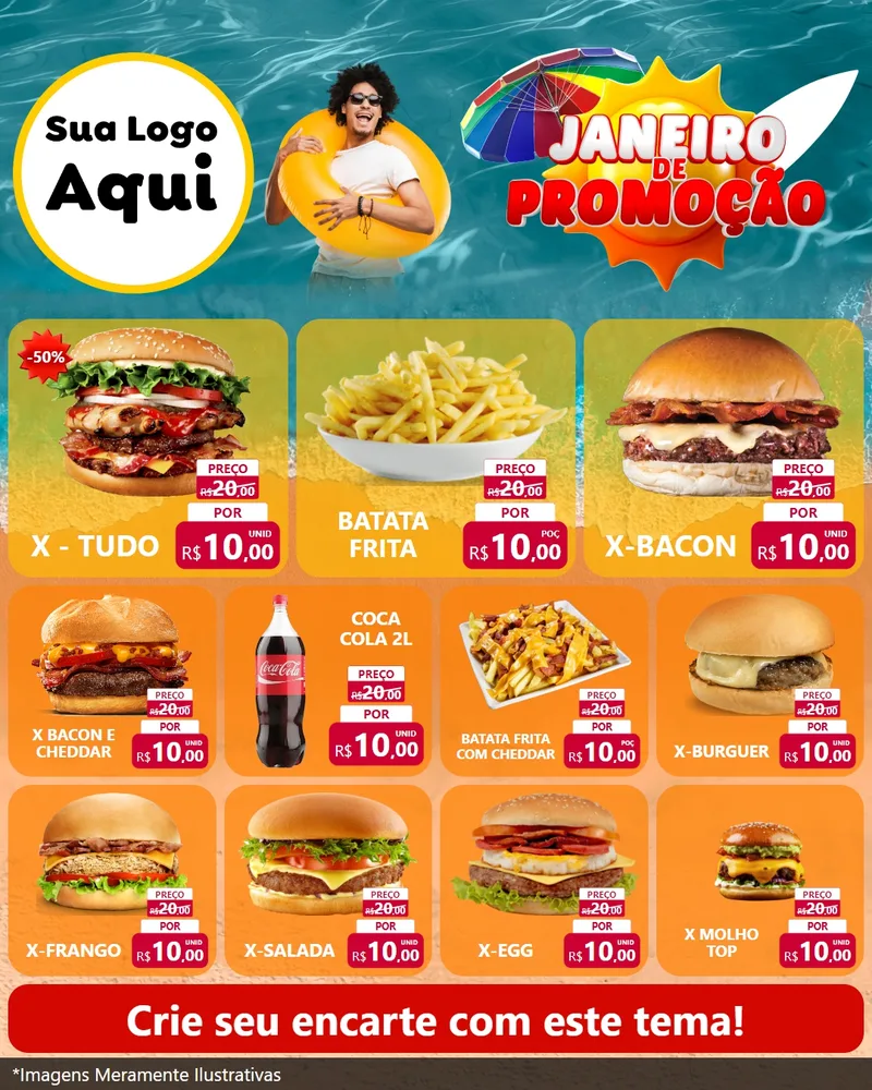 Modelo de Rede Social para Feed Instagram com o tema Janeiro de Promoção para Hamburgueria