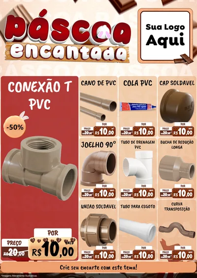 Modelo de Encarte para Encarte A4 Vertical com o tema Páscoa Encantada para Tubos e conexões