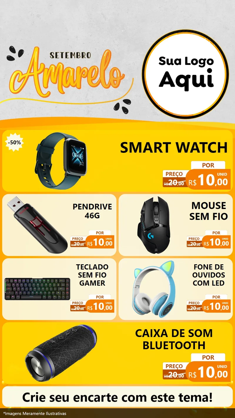 Modelo de TV para TV Vertical com o tema Setembro Amarelo para Informática
