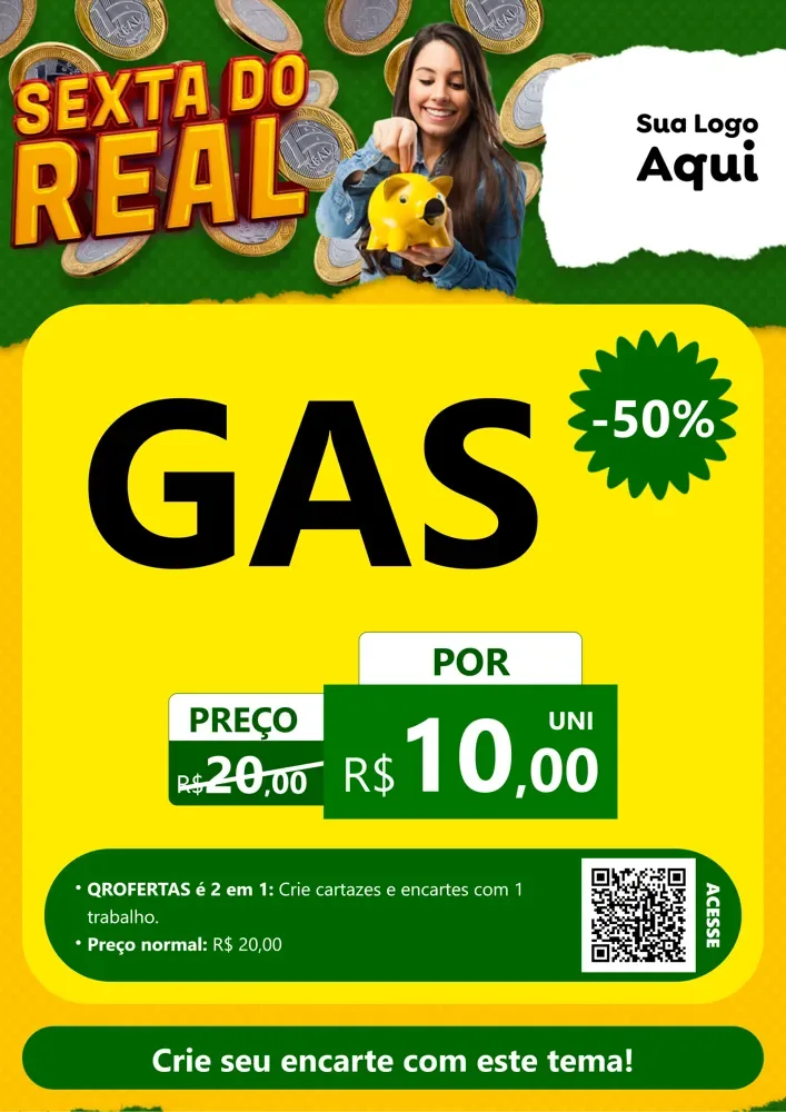 Modelo de Cartaz para Cartaz A4 Vertical com o tema Sexta do Real para Água e gás