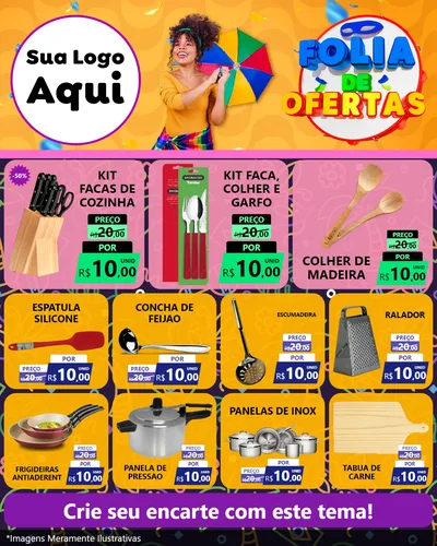 Modelo de Rede Social para Feed Instagram com o tema Folia de Ofertas para Utilidades Domésticas
