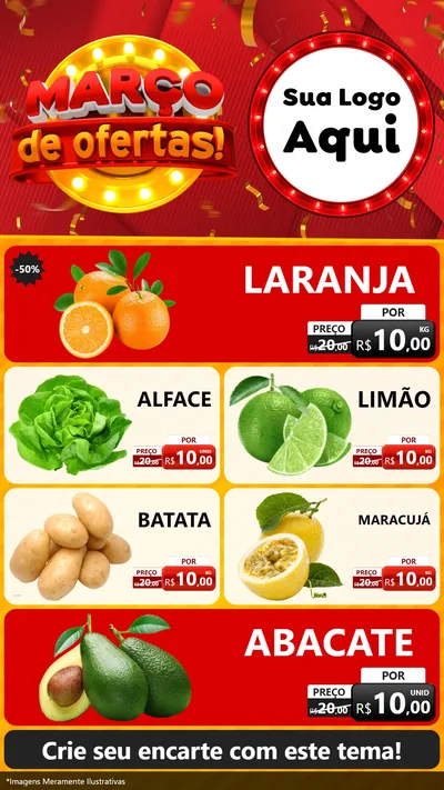 Modelo de TV para TV Vertical com o tema Março de Ofertas! para Hortifrúti