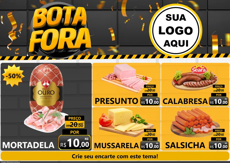 Modelo de Encarte para Encarte A4 Horizontal com o tema Bota Fora para Frios e Laticínios