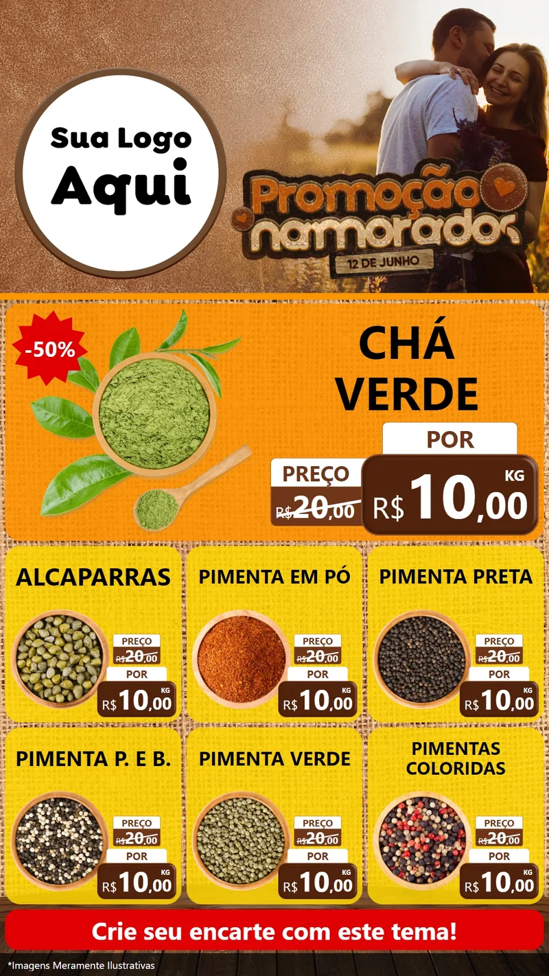 Modelo de Rede Social para Stories com o tema Promoção Namorados para Produtos Naturais