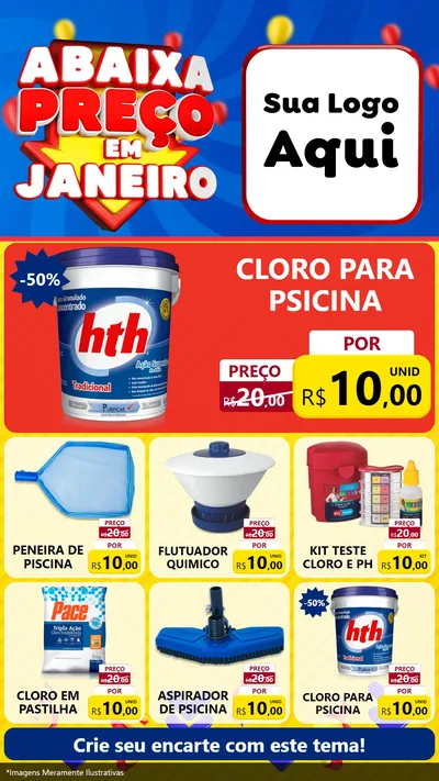 Modelo de Rede Social para Stories com o tema Abaixa Preço em Janeiro para Produtos para Piscina