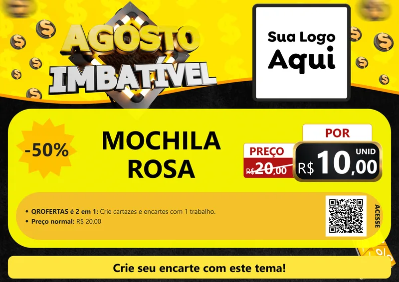 Modelo de Cartaz para Cartaz A4 Horizontal com o tema Agosto Imbatível para Papelaria