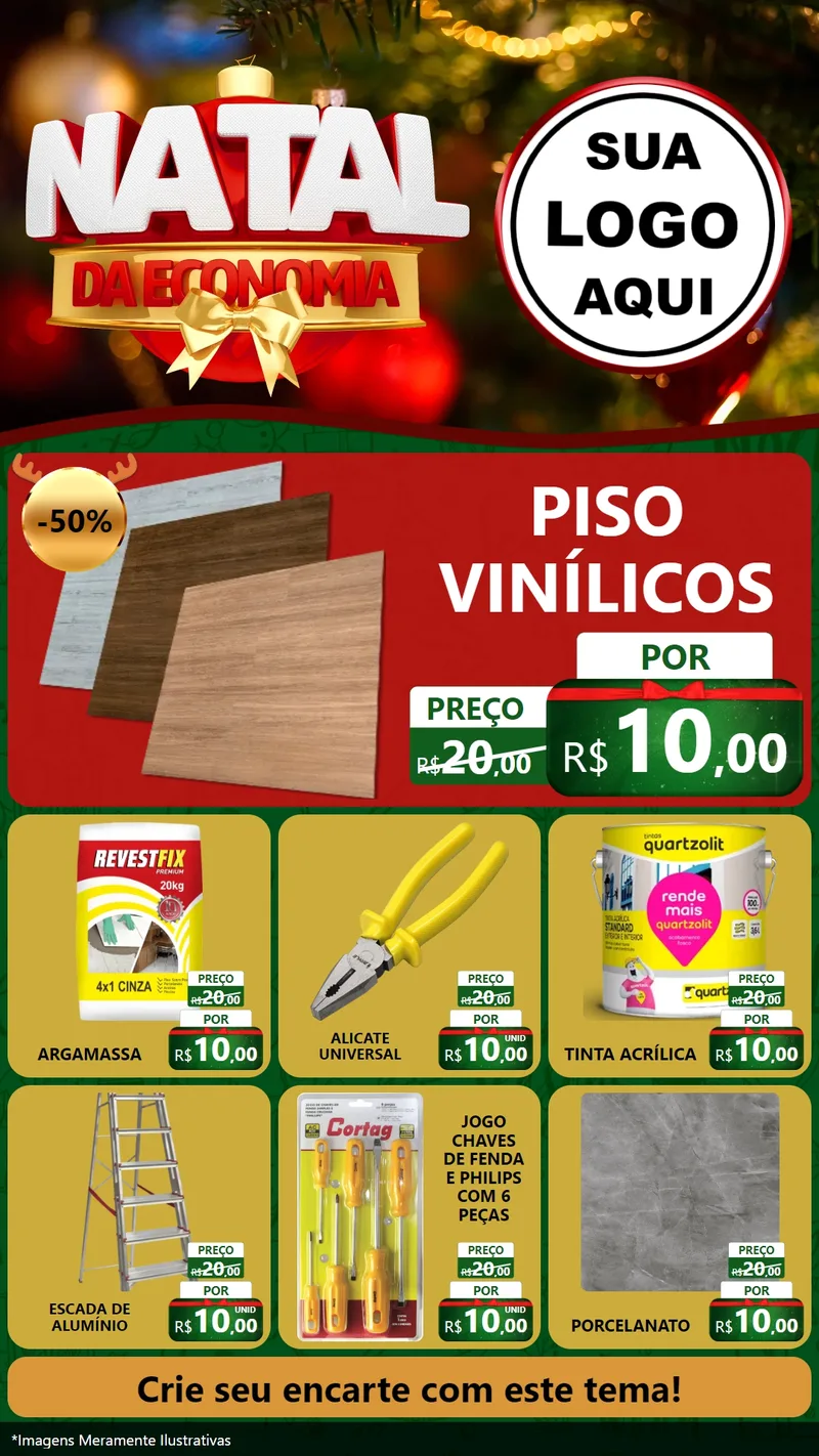 Modelo de Rede Social para Stories com o tema Natal da Economia para Material para Construção