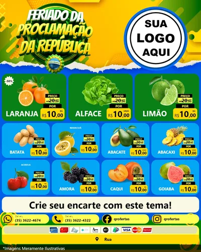 Modelo de Rede Social para Feed Instagram com o tema Feriado da Proclamação da República para Hortifrúti