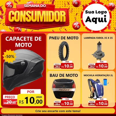 Modelo de Rede Social para Feed Facebook com o tema Semana do Consumidor para Moto peças