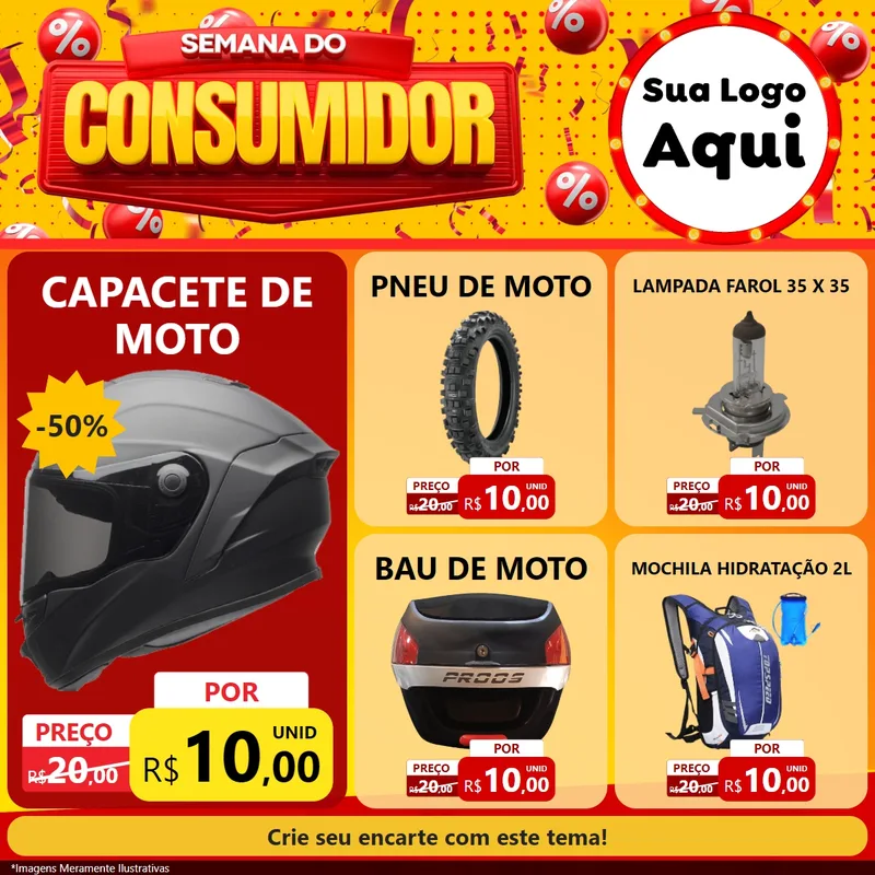 Modelo de Rede Social para Feed Facebook com o tema Semana do Consumidor para Moto peças