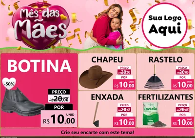 Modelo de Encarte para Encarte A4 Horizontal com o tema Mês das Mães para Agropecuária